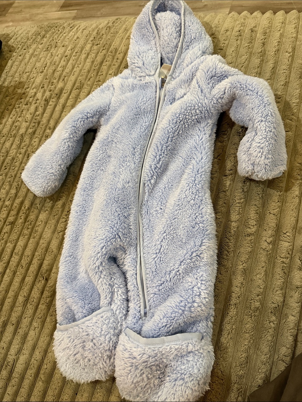 Nike Baby Plush Hooded Footie in Light Blue